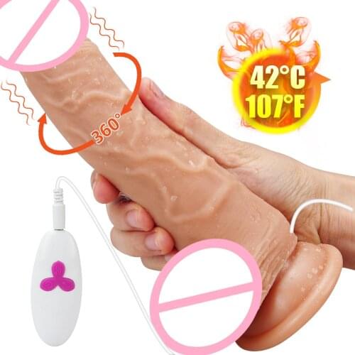 Realistic Penis Vibrator For Women 360 Rotation Heating Dildio Vibrators With Suction Cup G Spot Masturbation sextouse woman