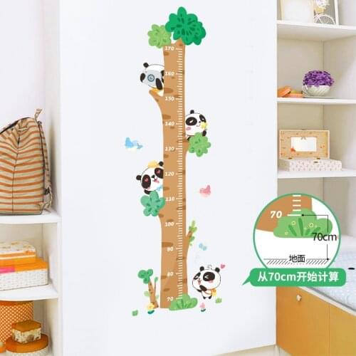 Growth Measuring Scale Panda Baby on The Tree Height Stickers for Childrens Room Decoration Chart Big Tree Ruler Sticker