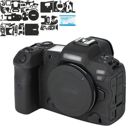 Kiwi Camera Body Sticker Anti-Scratch Protective Skin Film Kit For Canon EOS R5 Anti-slide Camera Cover Decoration Matrix Black