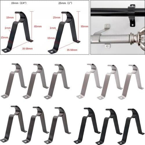 Curtain Rod Brackets Heavy Duty Iron R Type Rod Holders Curtain Pole Wall