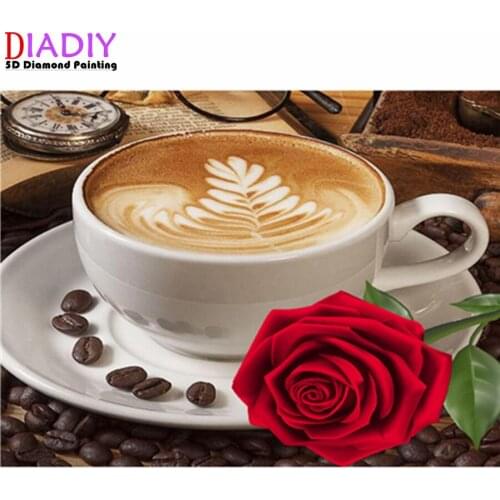 Square diamond painting DIY cross stitch kit coffee decoration painting 5D rhinestone embroidery mosaic embroidery new year gift