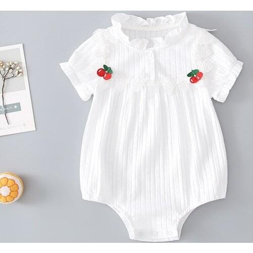 In the summer of 2021, the new baby jumpsuit is cute little cherry baby crawling suit