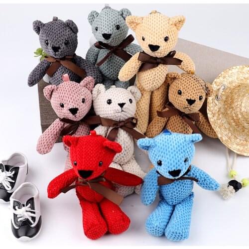 Kawaii 18cm Bear Plush Keychains Stuffed Plush Toys Cute Pendant Dolls Gifts Birthday Wedding Party Decor Christmas Gift