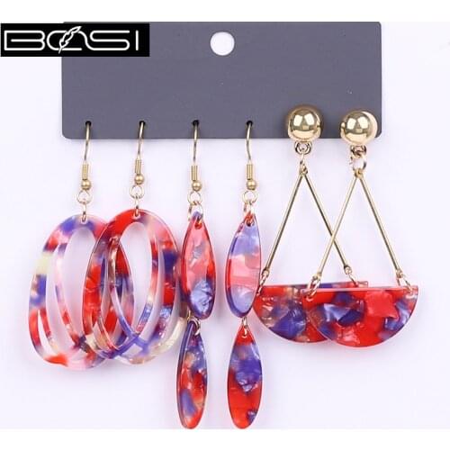 BOSI Acrylic set earrings fashion jewelry drop earrings set Women minimalist long earrings red simple earring girls wholesale cc