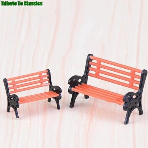 NEW 2Pcs Mini Garden Ornament Miniature Park Seat Bench Micro Landscape Home Decoration