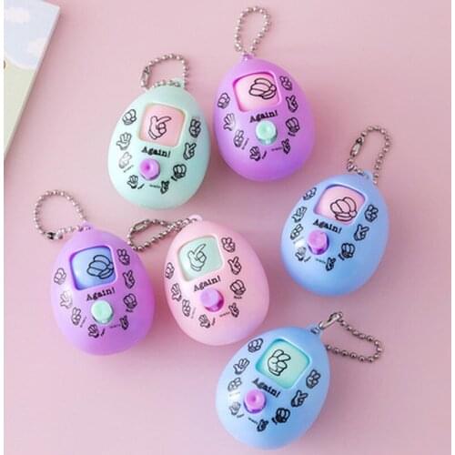 Mini Device Fair Finger-guessing Game Rock Paper Scissors Play Toy Funny Kids Toys Family Game Round Egg Key Chain Pendant