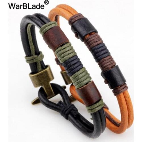 WarBLade New Fashion Bracelets Braided Leather Bracelets Bangles Rope Chain Wristband For Men Women pulseras Christmas Gift