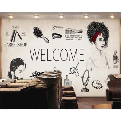 Beibehang papel de parede Customized European and American retro barber shop background painting wall papers home decor behang