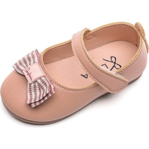 2021 Early Autumn Girls Shoes Toddlers Little Kids Leather Shoes Flats For Wedding Party With Bow-knot Sweet Childrens Flats