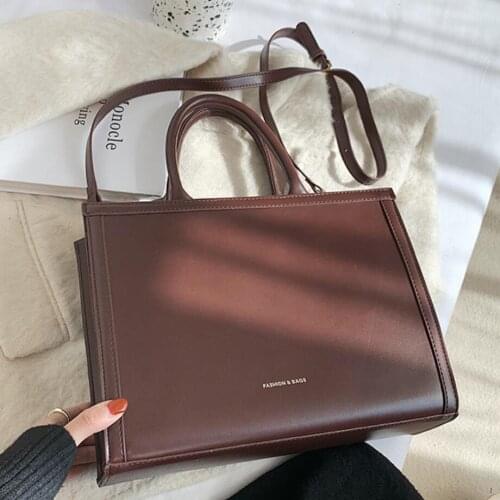 Solid color Large Tote bag 2021 Fashion New Quality PU Leather Womens Designer Handbag High capacity Shoulder Messenger Bag