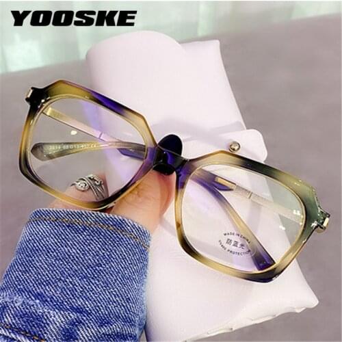 YOOSKE Blcoking Blue Light Glasses Frame Fashion Eyeglasses Ladies Jelly Square Computer Radiation Protection Eyewears Frames