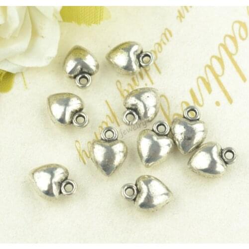40pcs Zinc alloy Tibetan Silver Plated Heart-shaped Charms Pendants for Jewelry Making DIY Handmade Craft 10*7mm A01