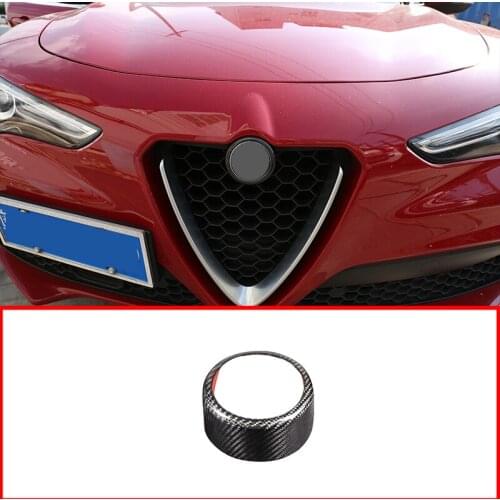 Real Carbon Fiber Car Styling Car Logo Outer Ring for Alfa Romeo Stelvio 2017-2020 Car Exterior Accessories