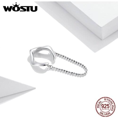 WOSTU 1PC 925 Sterling Silver Chain Ear Bone Clip Drop Earrings For Women Simple Geometric Earrings Fine Jewelry Gift BKE1120