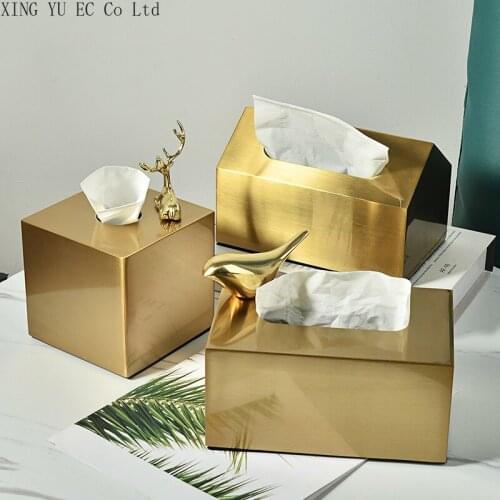 Modern Metal Tissue Box Magnet Adsorption Animal Little Birds Decoration Box Napkin Storage Decorative Box Home Accessories