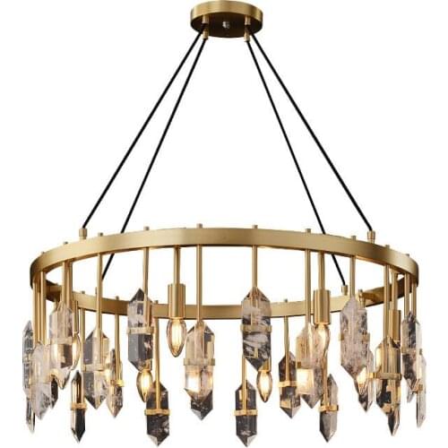 LED Postmodern Luxury Chandelier Copper Crystal Living Room Bedroom Hanging Lamp E14 Dining Villa Lobby Creative Chandeliers