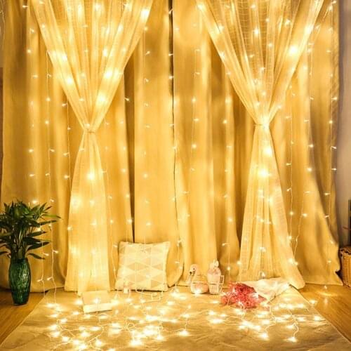 300 LED Lighting Strings 220V Curtain Strings Light 8-Mode Lamp Holiday Party Hanging Decoration 3x3m
