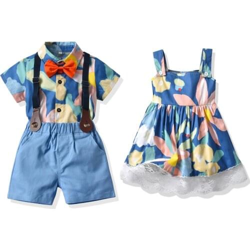 Tem Doger Brother and Sister Matching Sets Toddler Clothes Infant Baby Boys Gentleman Suit+Girl Lace Tutu Dress Newborn Clothing