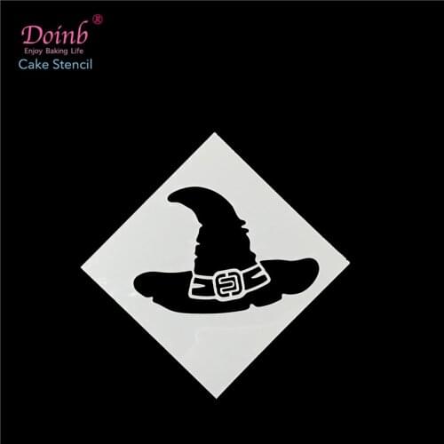 Halloween Cartoon Witch Hat Tiramisu Stencil Pad Plastic Spray Flower Cake Mold Duster Cupcake Baking Strew Tool Moulds FQ4125