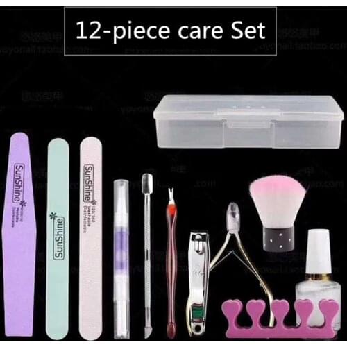 New 12 piece tool for one set nail gel art nail tools nail clipper rainbow scissors nail salon supplies and tools