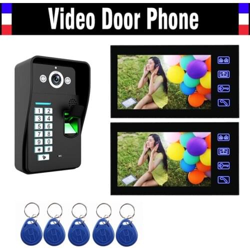 7" Touch Video Door Phone Intercom Doorbell System Fingerprint ID Card password Video Doorphone Intercom kit for Home Villa