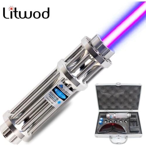 High quality 1200MW Blue Laser Pointer Flashlight Lighting Cigarette & Match Beam Laser Module 16340 Battery Charger Box