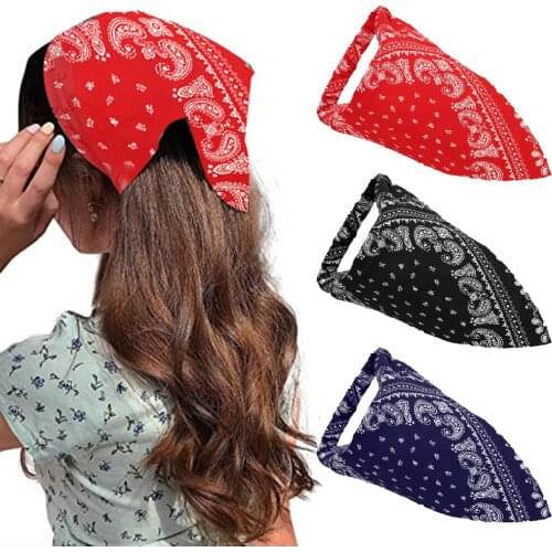 Fashion Women Bohemian Triangle Elastic Rubber Scarf Elastic Band Hairband Ribbon Headband Casual Decoration Accessories Gift