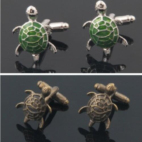 10pairs Vivid 3D Turtle Cufflinks Green Enamel Retro Bronze Tortoise Cuff Link Mens Jewelry Accessory Wholesale