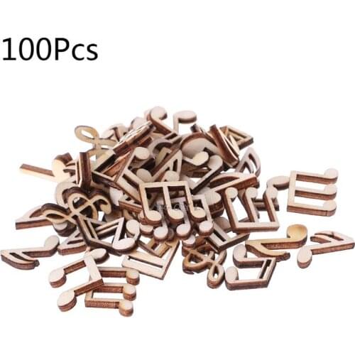 100pcs Laser Cut Wood Music Note Embellishment Wooden Shape Craft Wedding Decor