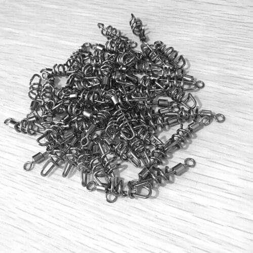 100pcs/lot Connectors Copper Stainless Teel Ball Bearing Rolling Swivel Solid Rings Spiral Ocean Boat Fishing Tackles Pesca