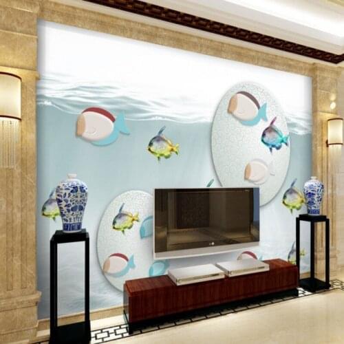 Dropship Fatman 3d Wallpaper Submarine Fish Wallpaper for Kids Room Living Room Photo Wall Mural Wall Covering Papel De Parede