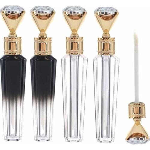 5/10pcs 3ml Diamond Clear Plastic Lip Gloss Tube Empty Cosmetic Container Gradient Black Lipstick Tube Refillable Filling Bottle