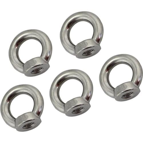5PCS Stainless Steel 304 DIN582 M6 Eye Nut High Polished Stainless Lifting Ring Nuts