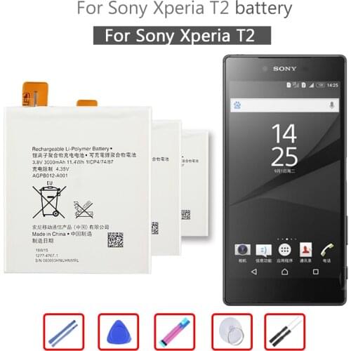 AGPB012-A001 Phone Battery For Sony Xperia T2 Ultra D5303 D5306 D5322 XM50t XM50h 3000mAh Free Tool