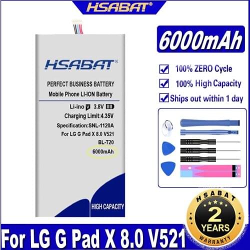 HSABAT BL-T20 6000mAh Battery for LG G Pad X 8.0 V521 Table PC Batteries