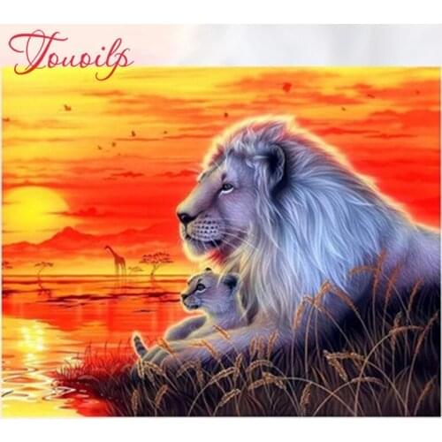 TOUOILP Full Square/Round Drill 5D DIY Diamond Painting Sunset lion 3D Embroidery Cross Stitch Mosaic Rhinestone Home Decor