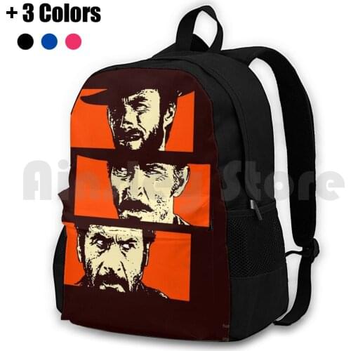 Blondie , Angel Eyes , Tuco Outdoor Hiking Backpack Waterproof Camping Travel Cult Movie Retro Vintage Movie Film Clint