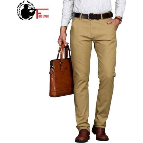 Mens Casual Business Dress Formal Pant Cotton Stretch Trousers Long Straight Jogger Male Black Blue Khaki Plus Big Size 42 44 46