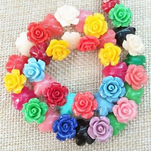 30pcs new camellia flower mix colors by randoms size 12mm beads strings clay material women bracelets making jewelry findings
