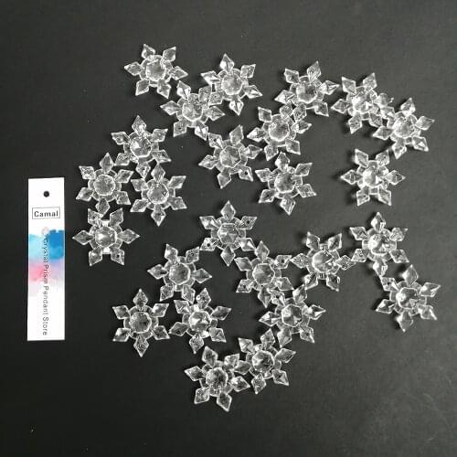 Camal 60pcs 28MM Clear Acrylic Snowflake Shaped Pendant Chandelier Curtain Wedding Party Lighting Christmas Hanging Parts DIY