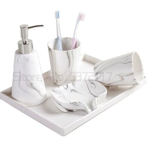 Tattoo bathroom four piece set ceramic simple toothbrush cup mouthwash cup wedding gift washing set