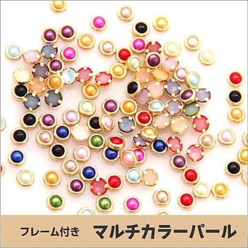 100pcs/pack Japan alloy nail art charms decals luxury 4mm mixed colors round pearl metal accessories bride nail sticker DIY