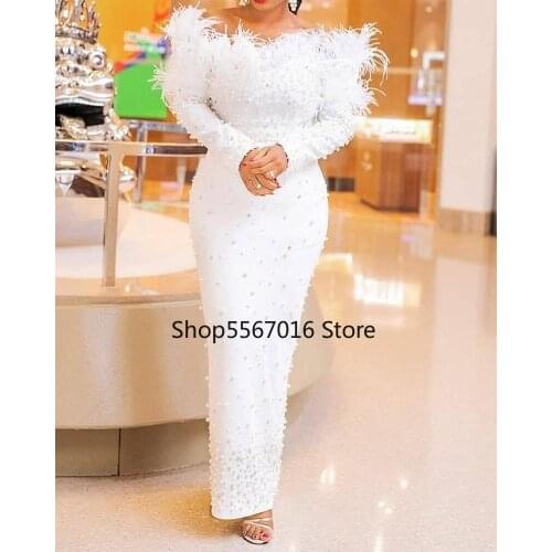 African Dresses for Women 2021 Spring and Autumn African Women Long Sleeve White Plus Size Long Dress African Clothes