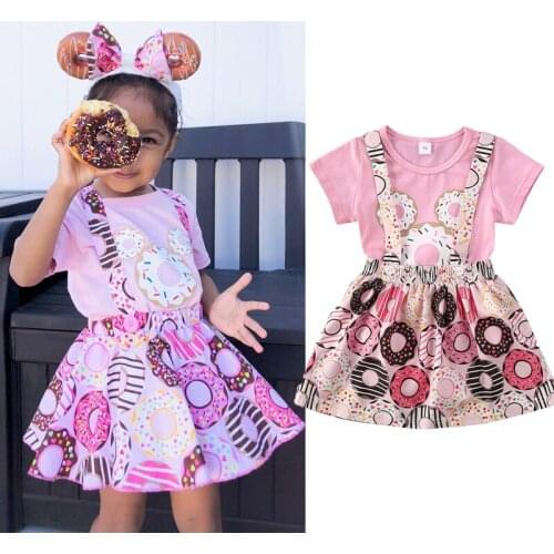 0-24M Summer Infant Kids Baby Girls Clothes Sets Easter Cartoon Print Short Sleeve Romper Tops+Bib Strap Dress