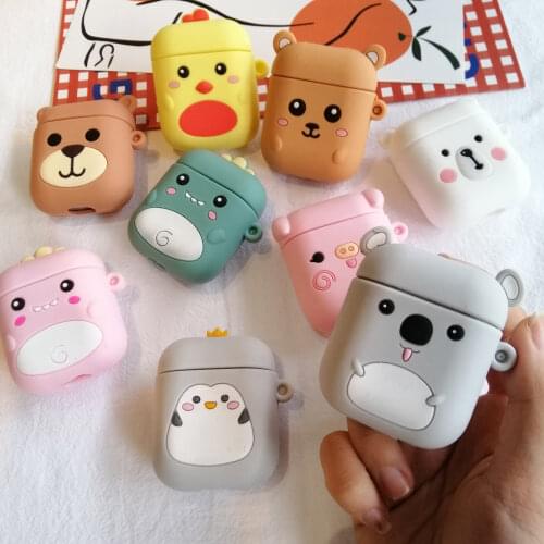 Cartoon Cute box Bear Wireless Headset case for Airpods 1 2 Earphone soft Silicone Cover For Airpods Protective Cases