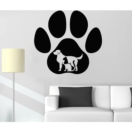 Paw Print Wall Decal Animals Dog Cat Pet Shop Vet Clinic Kids Bedroom Interior Decor Door Window Vinyl Stickers Wallpaper 3726