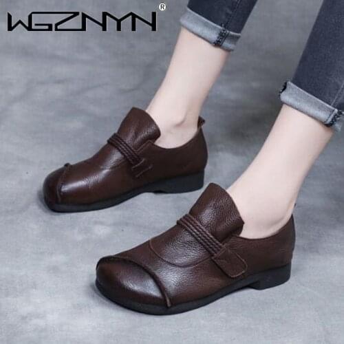 NEW Spring and Autumn New Ethnic Style Retro Leather Handmade Flat Comfortable Soft Leather Shoes with Soft Soles Casual Shoes