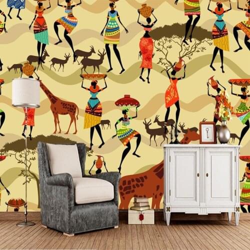 Papel de parede African ethnic style african woman 3d wallpaper mural,living room tv sofa wall bedroom wall papers home decor