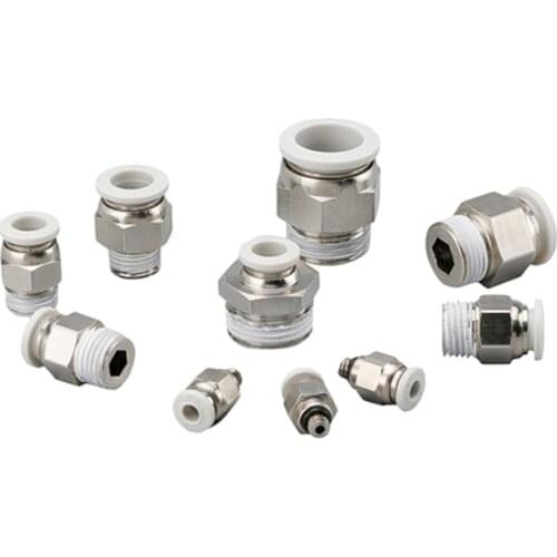 Air Pneumatic Quick Fitting OD 4/6/8/10/12mm Hose Tube M5 1/8'' 1/4'' 3/8'' 1/2'' Male Thread Air Pipe Connector White Fitting