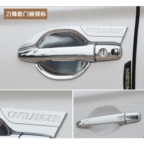 FIT FOR 2013 2014 2015 2016 2017 MITSUBISHI OUTLANDER CHROME DOOR HANDLE COVER + BOWL CUP CAP TRIM ACCESSORIES (With smart hole)